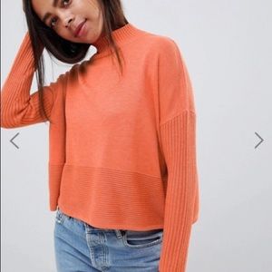 ASOS Boxy Mock Neck Petite Sweater, Ribbed